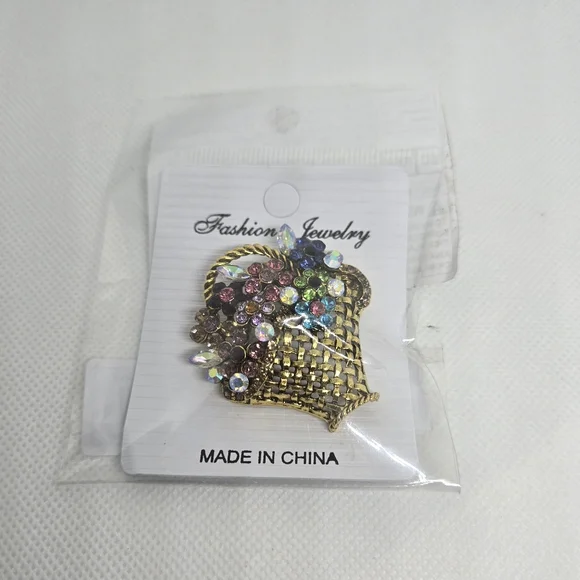 Elegant Gold and Multicolor Brooch - Picture 4 of 5